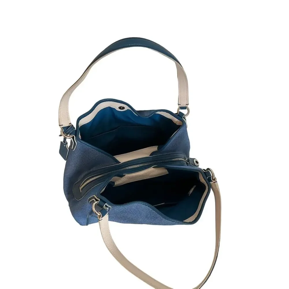 Coach tote horse carriage denim blue Edie hobo Purse Handbag NWT